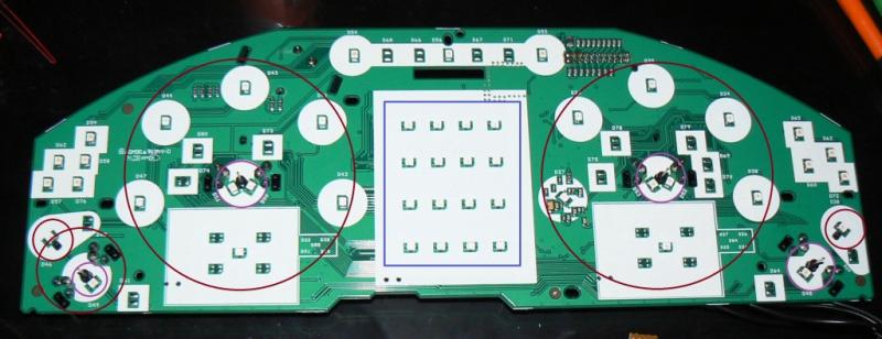 Single LCD Cluster LED Locations
