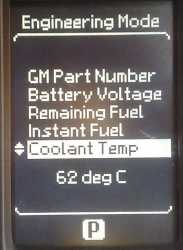 Engineering Mode Coolant Temp