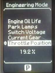 Engineering Mode Throttle Position