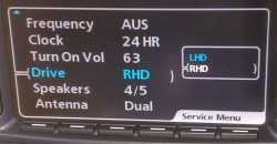 Audio Service Mode, Configuring the Audio system for LHD or RHD operation