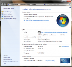 Windows 7 MyComputer Properties